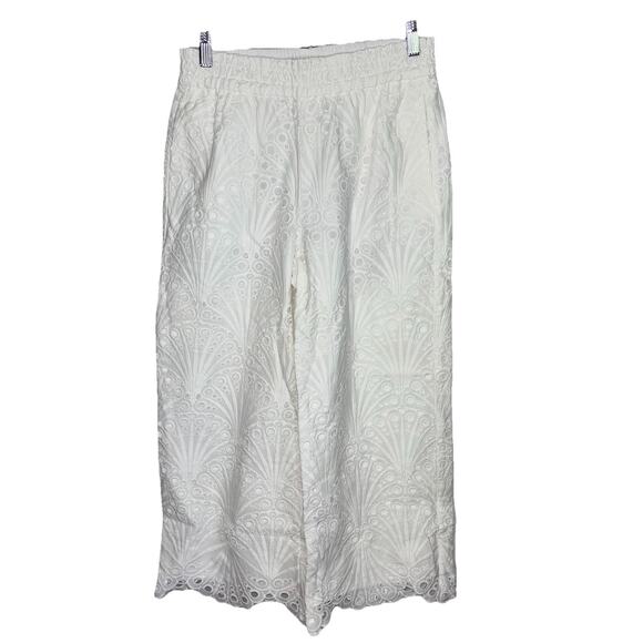 ANDIE The Suasi Crop Pant Eyelet Detail Summer Womens Size Small White NWT - Picture 1 of 7